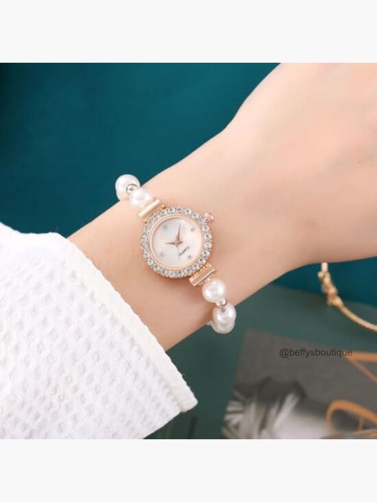 Floral Diamond Quartz Bracelet Watch Analog Stainless Steel Women\'s main image 5